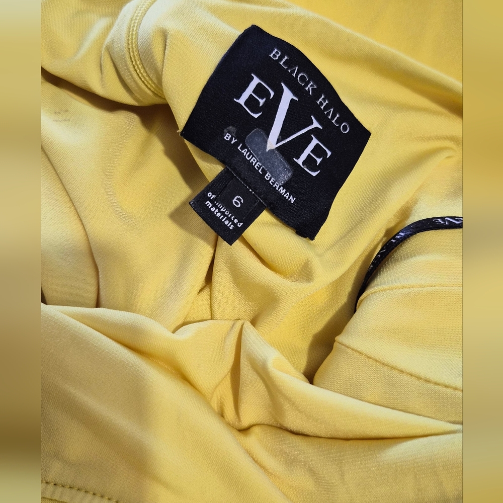 Black Halo Eve Naples Neoprene Halter Yellow Maxi Dress Size 6 - Picture 9 of 10